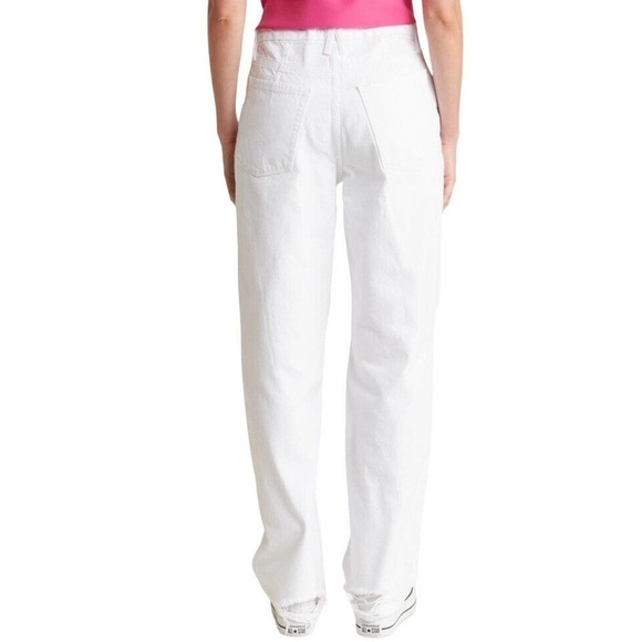 Good American Jeans 14/32 Waist 35‎ Good 90s Loose Fit Ripped Straight Leg White - Picture 7 of 16